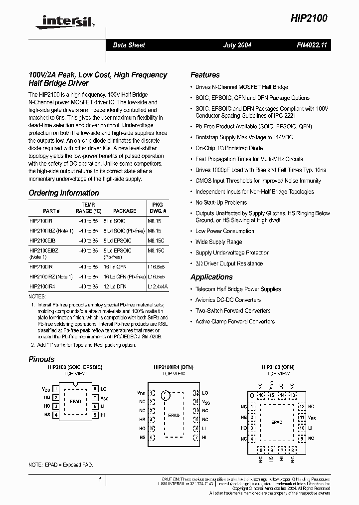 HIP2100_1986360.PDF Datasheet