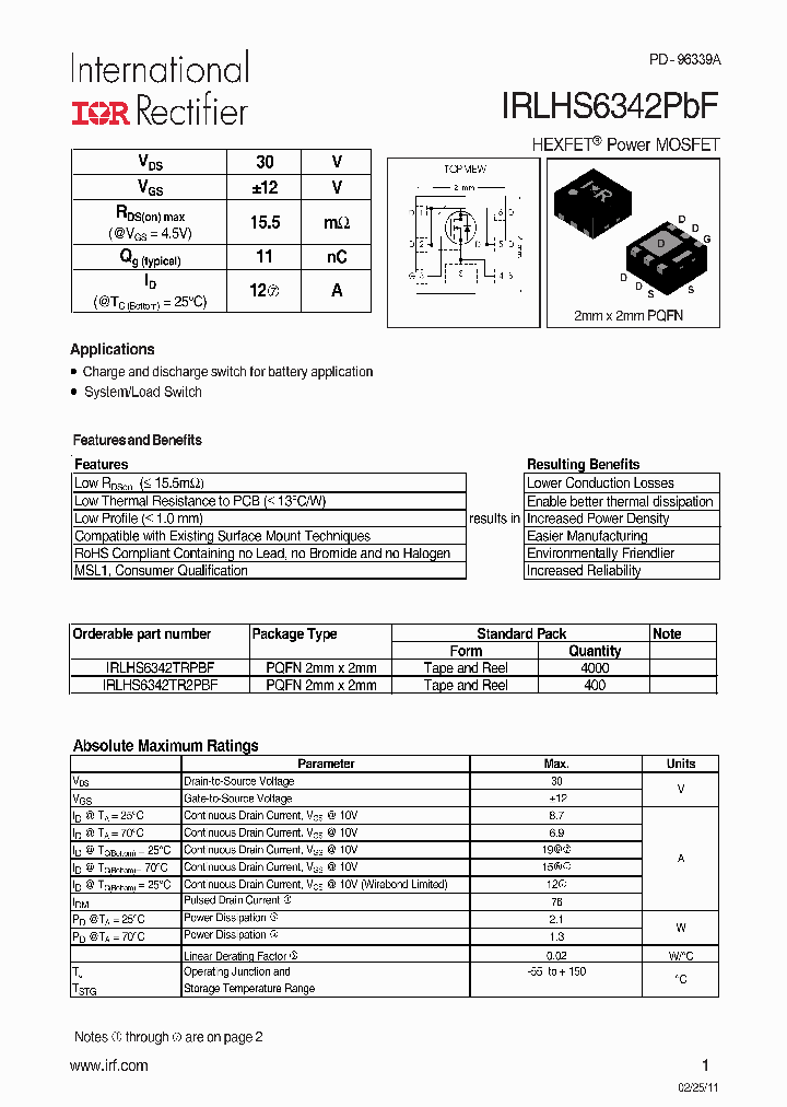 IRLHS6342PBF_2017244.PDF Datasheet
