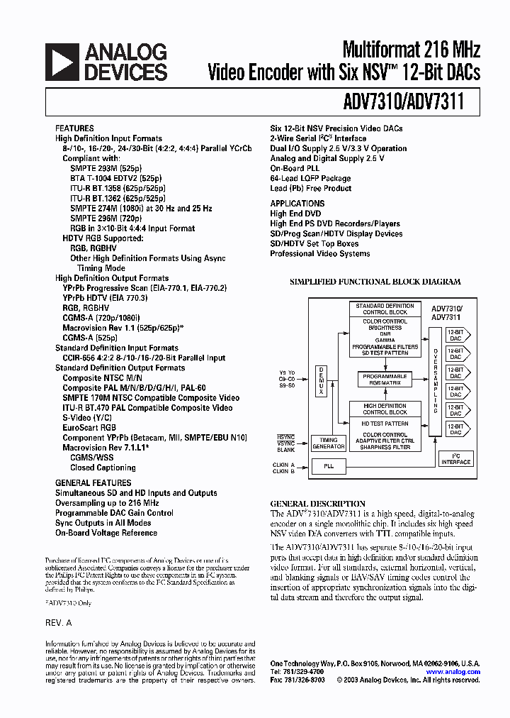 ADV7310_2021807.PDF Datasheet