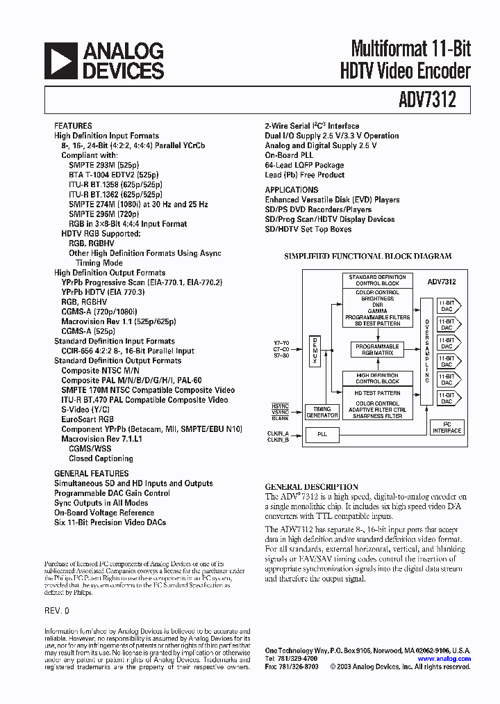 ADV7312_2021809.PDF Datasheet