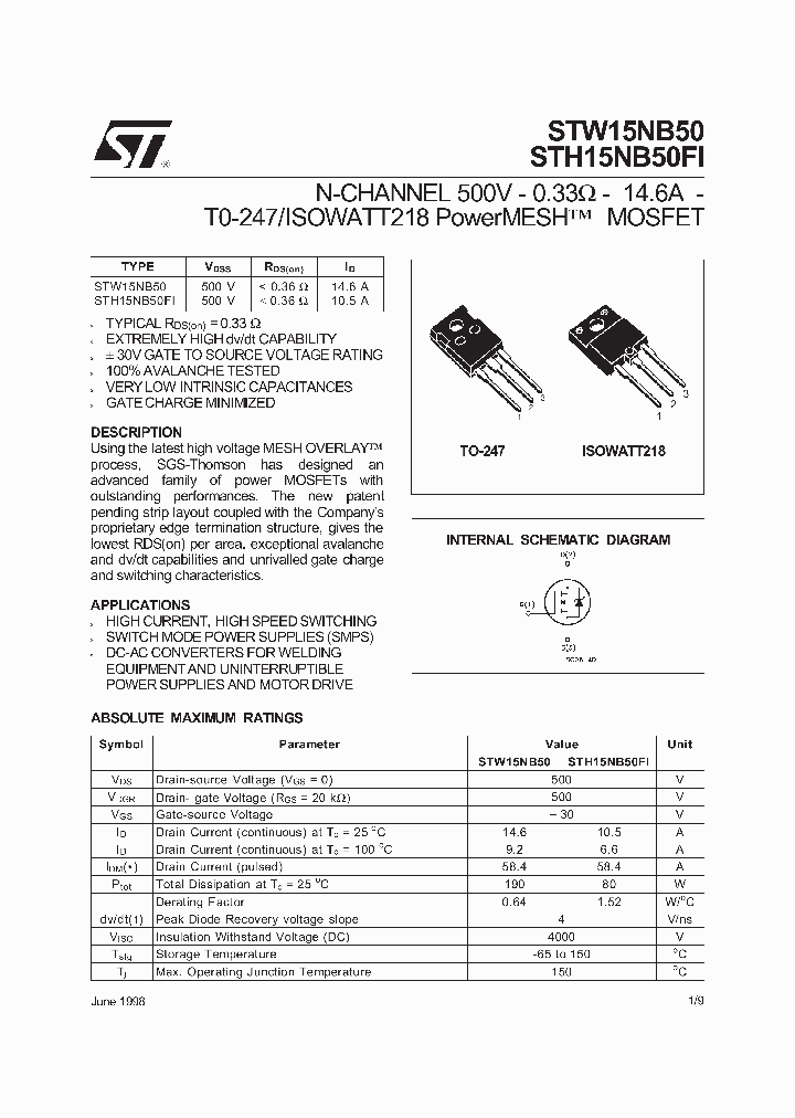 W15NB50_2027548.PDF Datasheet