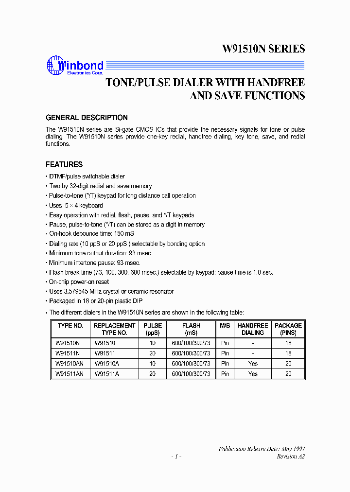 W91510AN_2067311.PDF Datasheet
