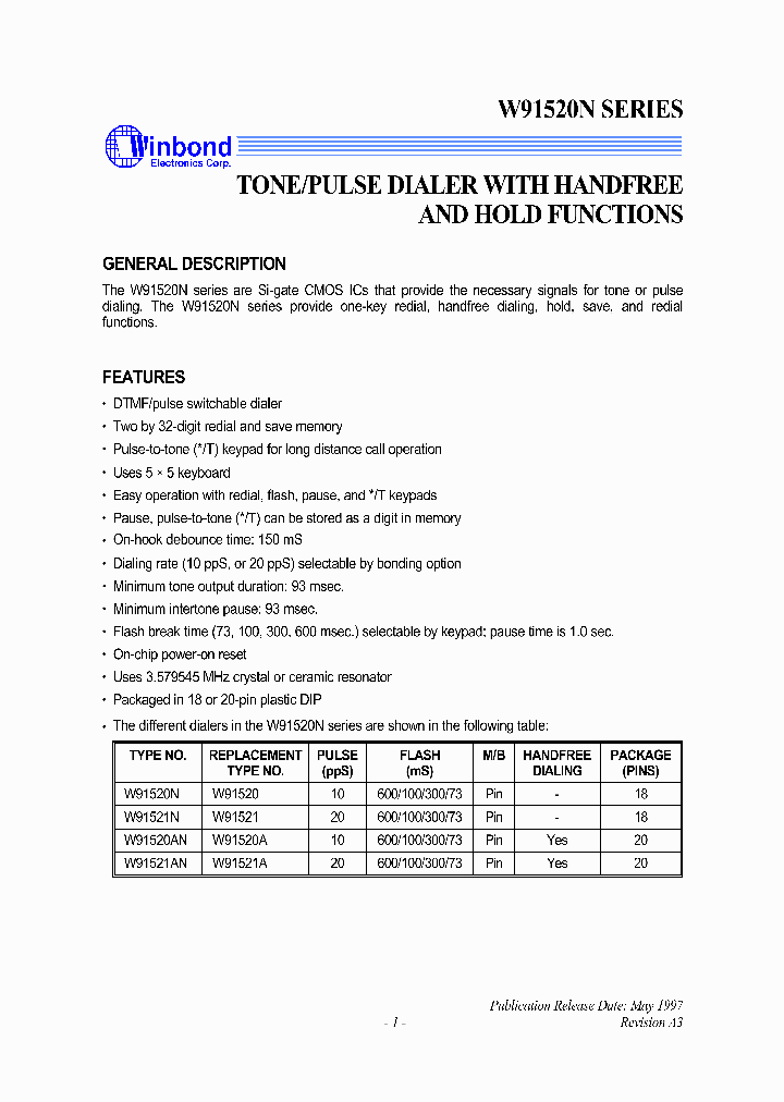 W91520AN_2081507.PDF Datasheet