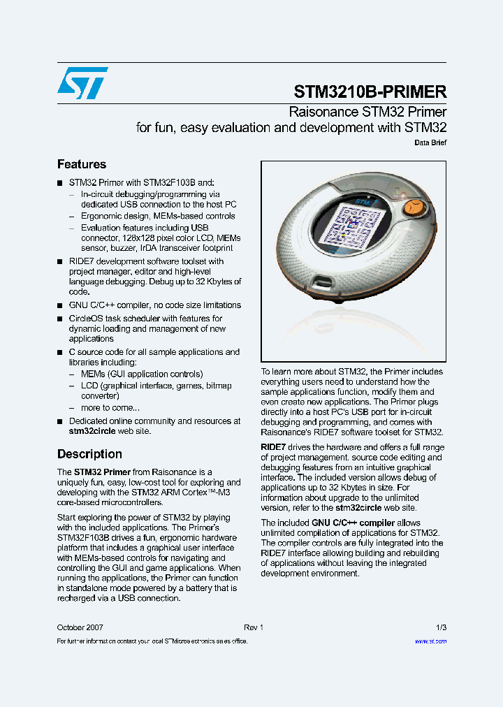 STM3210B-PRIMER_2088322.PDF Datasheet