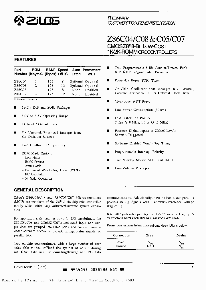 Z86C0712PEC_2096083.PDF Datasheet