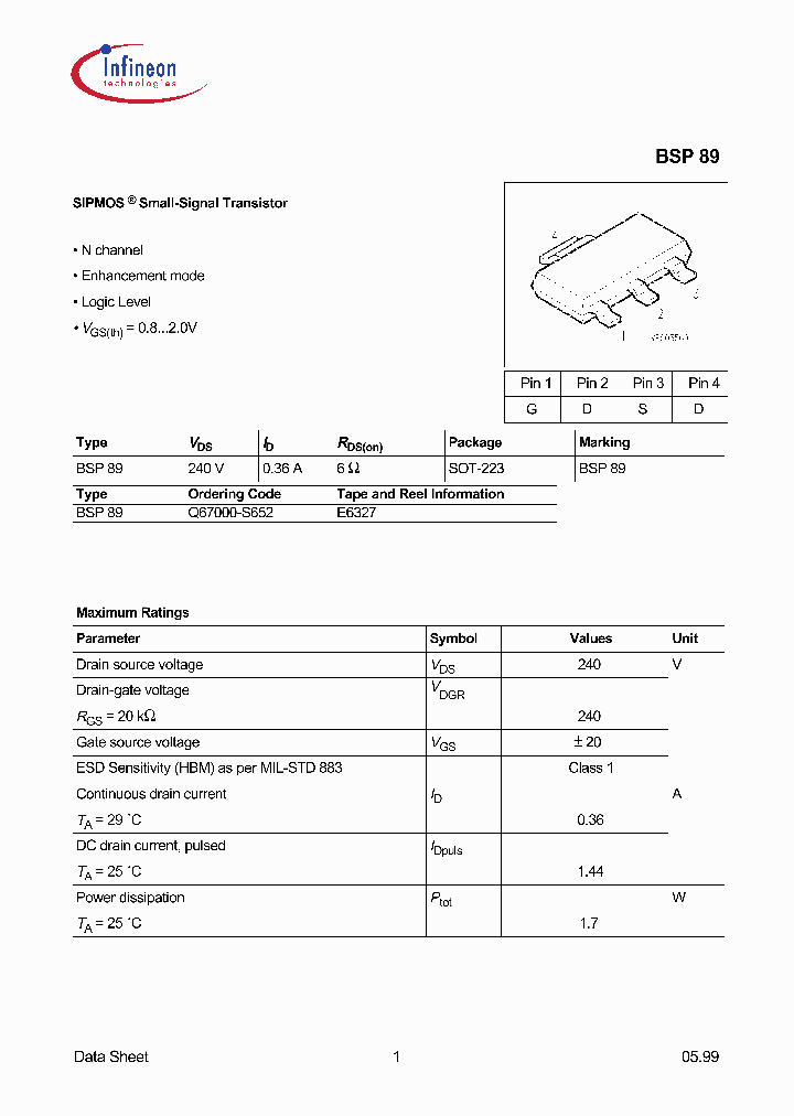 BSP89_2155091.PDF Datasheet
