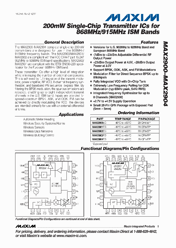 MAX2901ETIT_2169233.PDF Datasheet