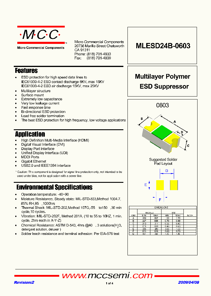 MLESD24B-0603_2216429.PDF Datasheet