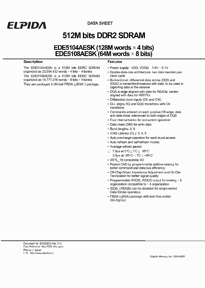 EDE5108AESK-6E-E_2238340.PDF Datasheet