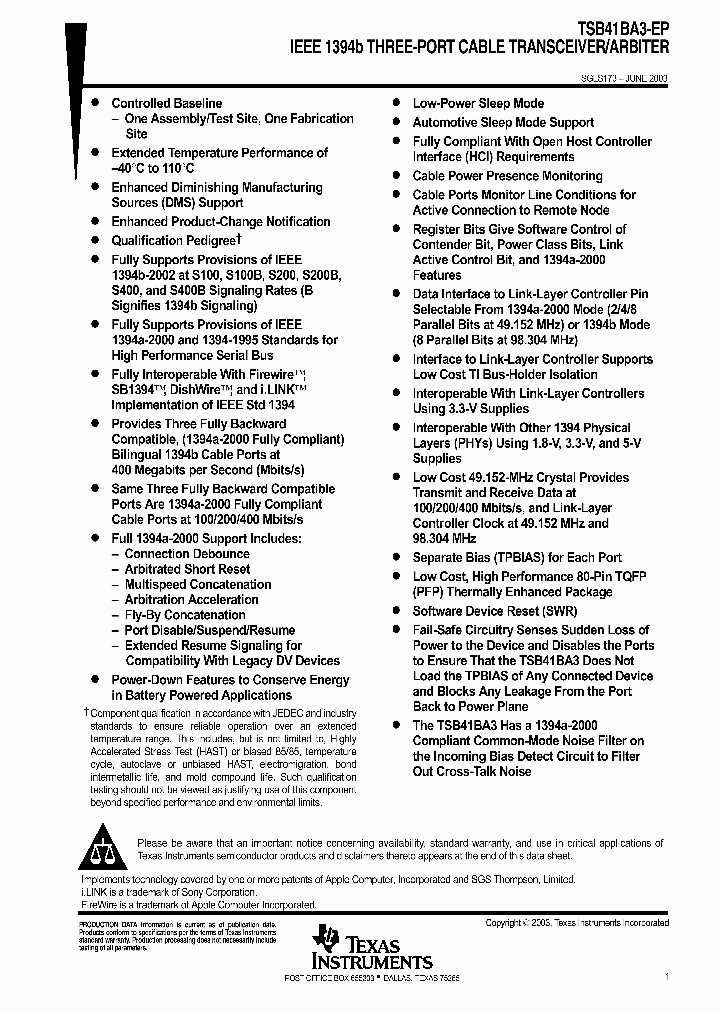 TSB41BA3-EP_2257190.PDF Datasheet