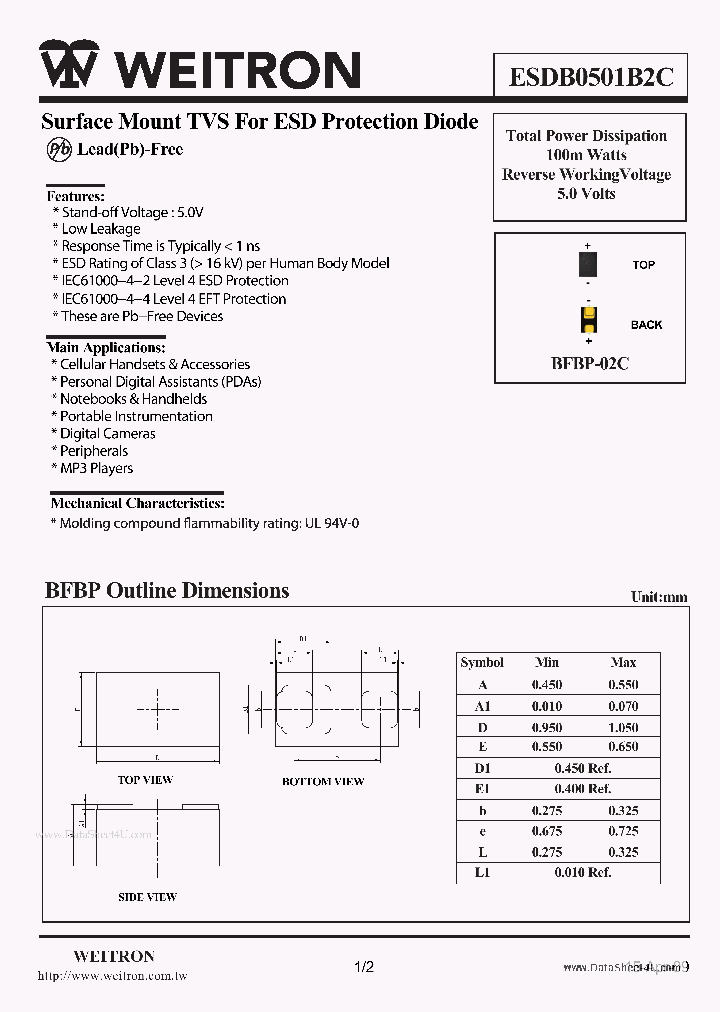 ESDB0501B2C_2260409.PDF Datasheet