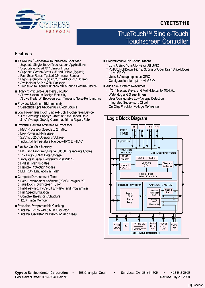 CY8CTST110-00PVXI_2261026.PDF Datasheet