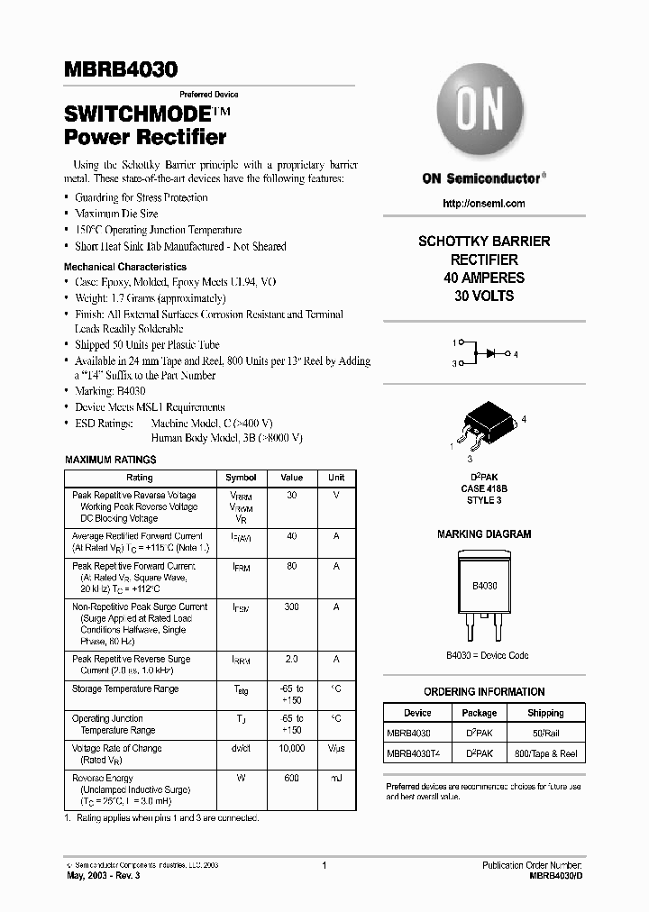 MBRB4030_2273769.PDF Datasheet