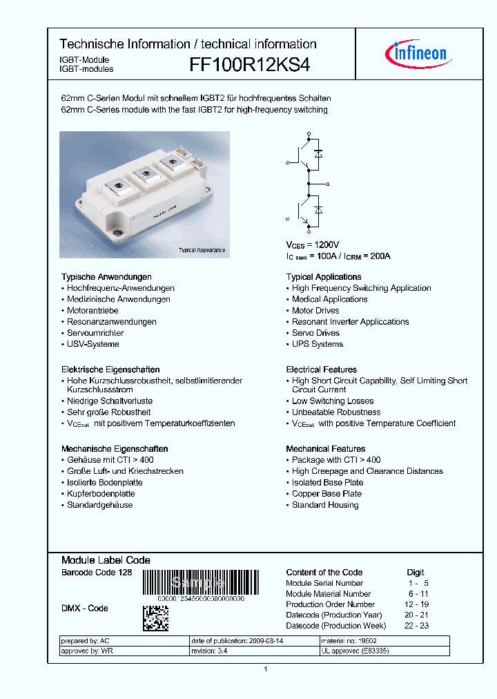 FF100R12KS4_2276774.PDF Datasheet