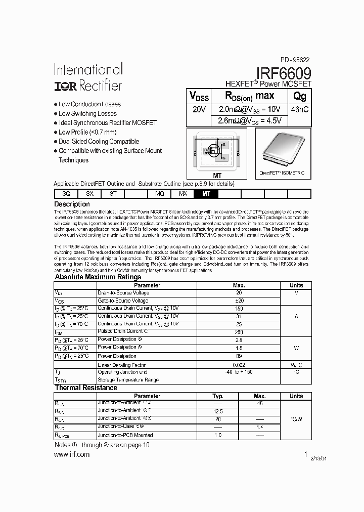 IRF6609TR1_2298219.PDF Datasheet