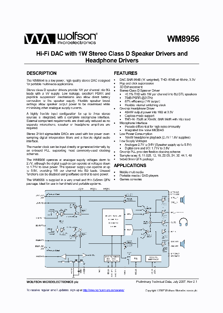 WM8956GEFLRV_2300245.PDF Datasheet
