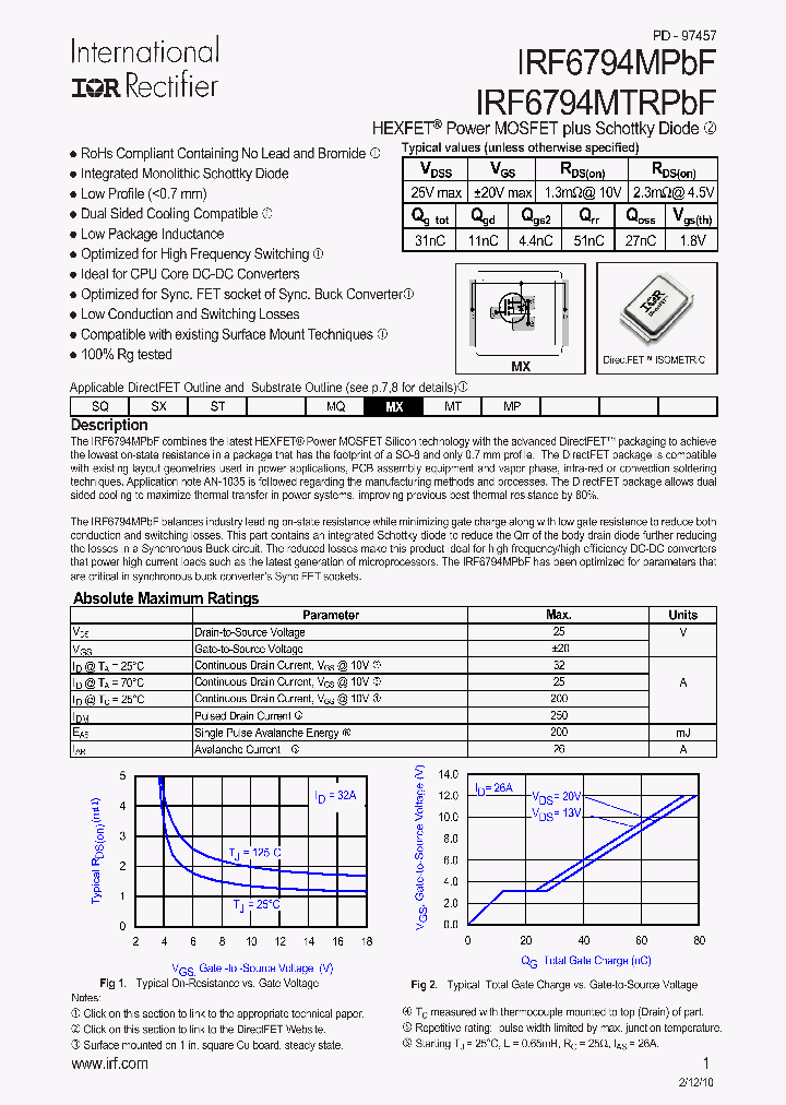 IRF6794MPBF_2307533.PDF Datasheet
