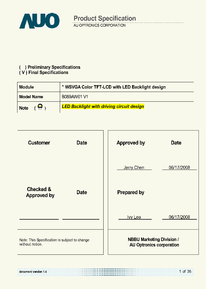 B089AW01V1_2323460.PDF Datasheet
