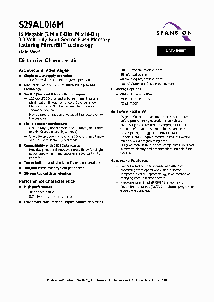 S29AL016M90TFIR23_2374845.PDF Datasheet