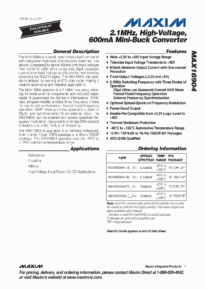 MAX16904RAUE_2379897.PDF Datasheet