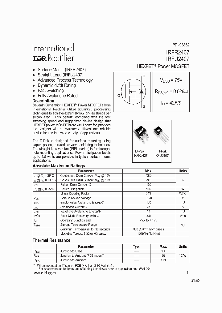 IRFR2407TR_2380157.PDF Datasheet