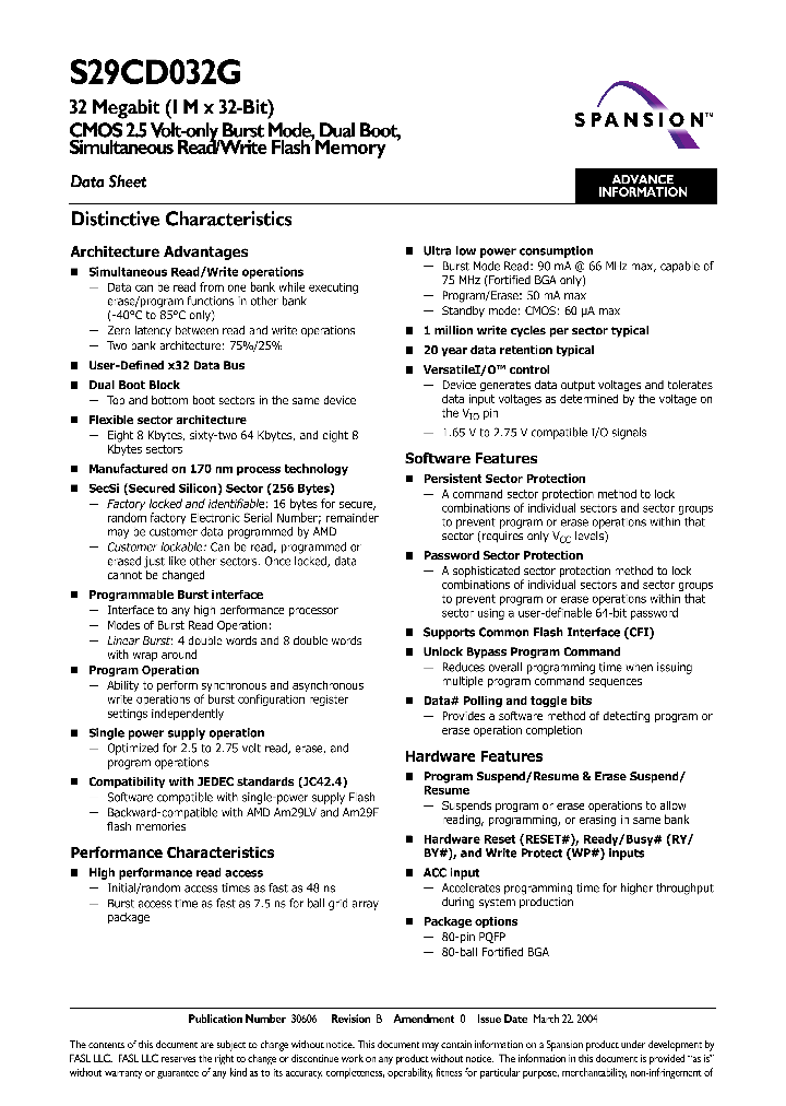 S29CD032G0RFAN013_2443389.PDF Datasheet