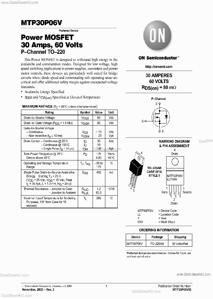 MTP30P06V_2476947.PDF Datasheet