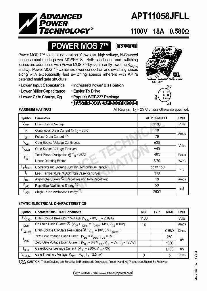 APT11058JFLL_2494564.PDF Datasheet