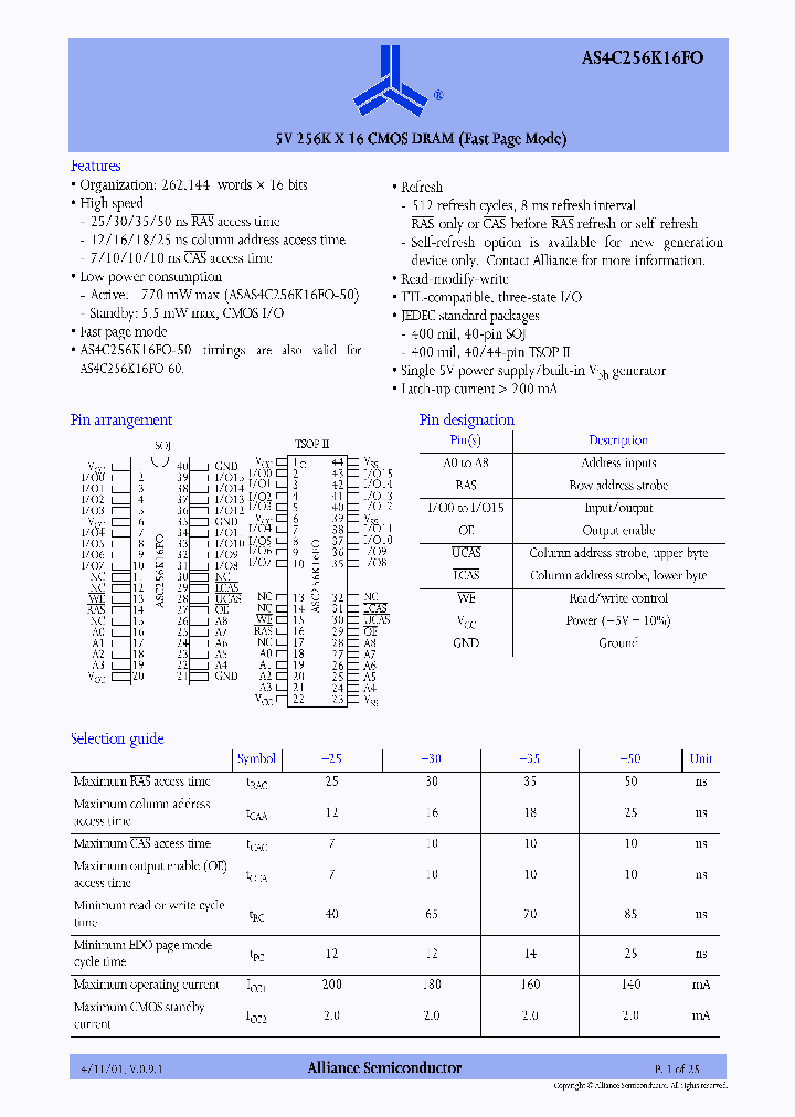 AS4C256K16F0-30TC_2534930.PDF Datasheet