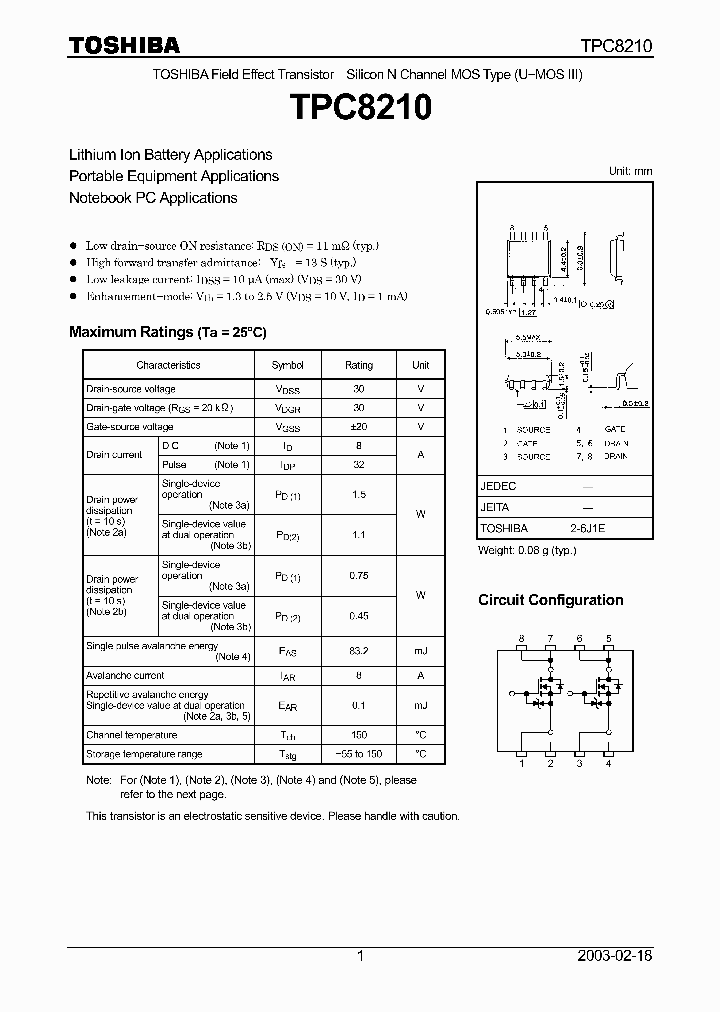 TPC8210_2603841.PDF Datasheet