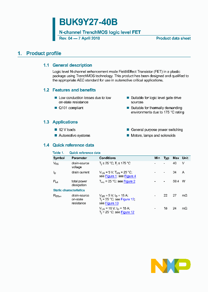 BUK9Y27-40B_2612582.PDF Datasheet