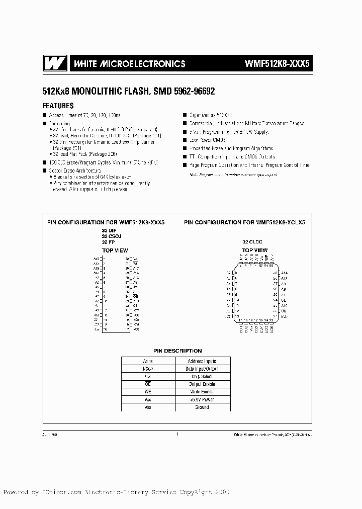 WPF512K8-70PLM5_2634010.PDF Datasheet