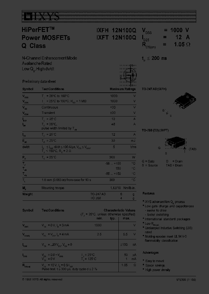 IXFT12N100Q_2638012.PDF Datasheet