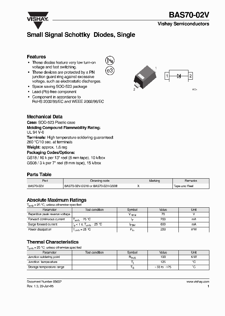 BAS70-02V-GS18_2647681.PDF Datasheet