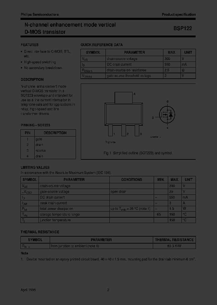 BSP122TR_2682230.PDF Datasheet
