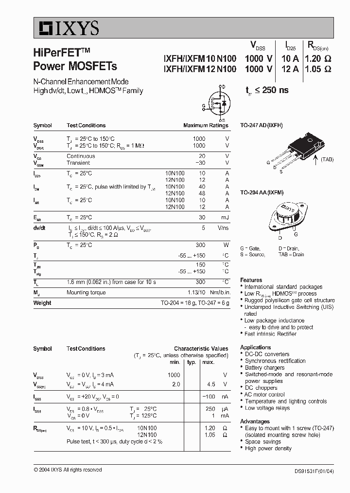 IXFH12N100_2712028.PDF Datasheet