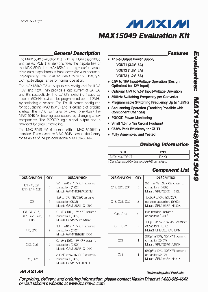 MAX15049EVKIT_2730178.PDF Datasheet
