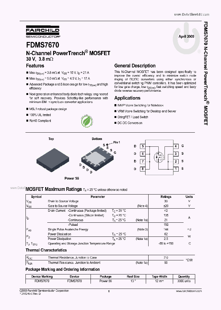 FDMS7670_2767475.PDF Datasheet