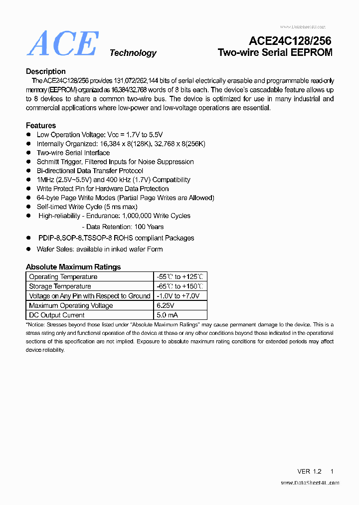 ACE24C256_2767549.PDF Datasheet