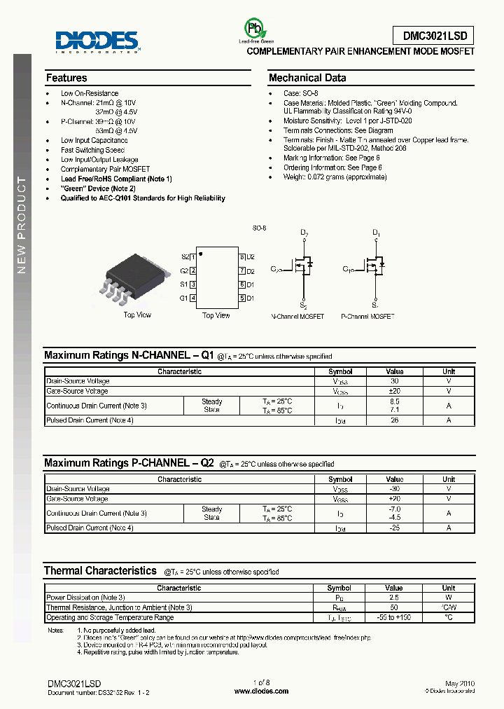 DMC3021LSD_2772957.PDF Datasheet