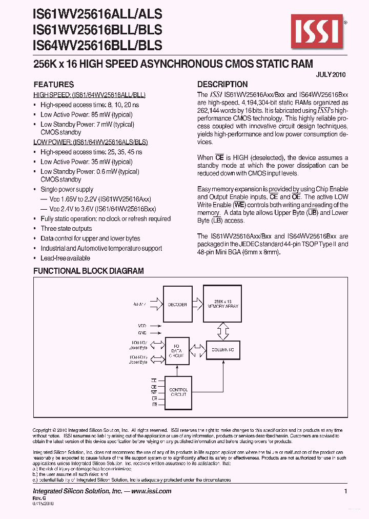 IS61WV25616ALL_2776416.PDF Datasheet