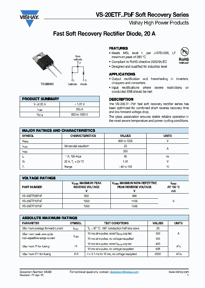 20ETF10PBF_2783231.PDF Datasheet