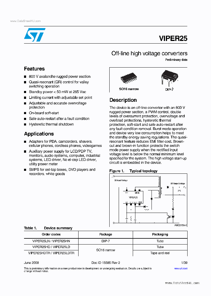 VIPER25_2873682.PDF Datasheet