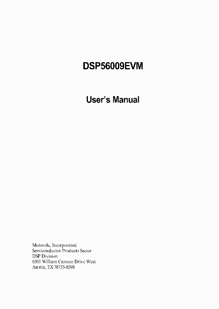 DSP56009EVMUM_2933635.PDF Datasheet