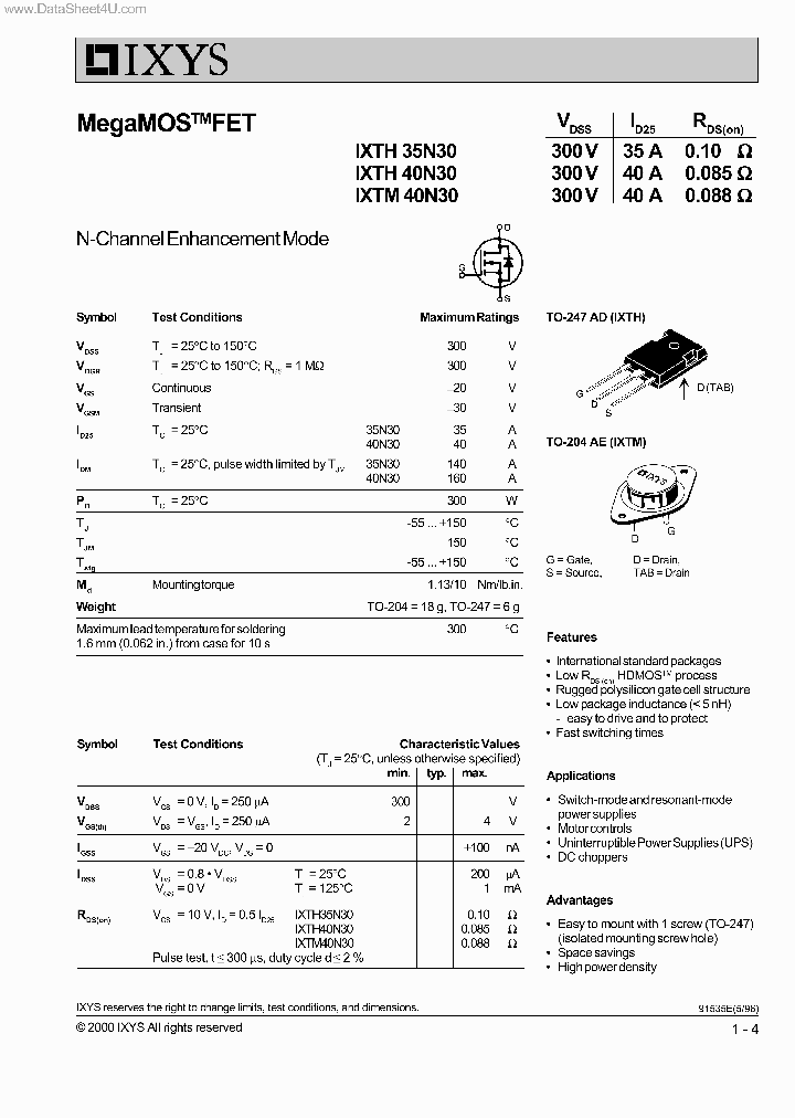 IXTH40N30_2945795.PDF Datasheet