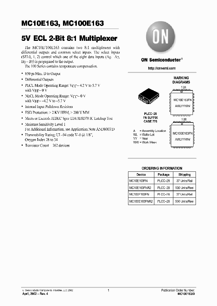 MC10E163-D_2957960.PDF Datasheet
