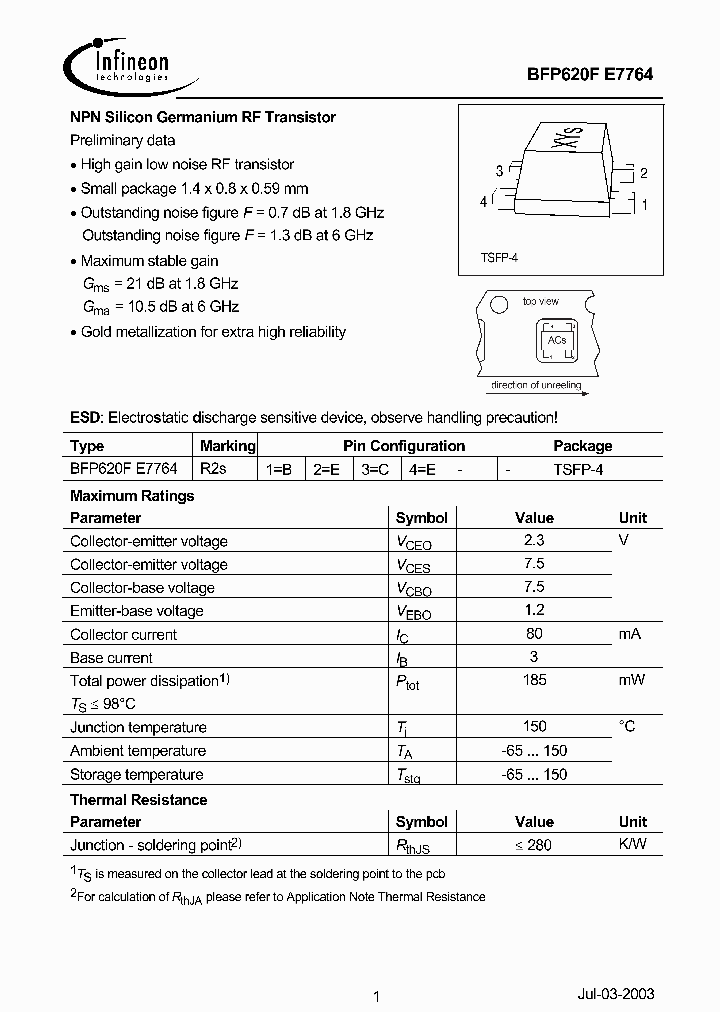 BFP620FE7764_3026724.PDF Datasheet