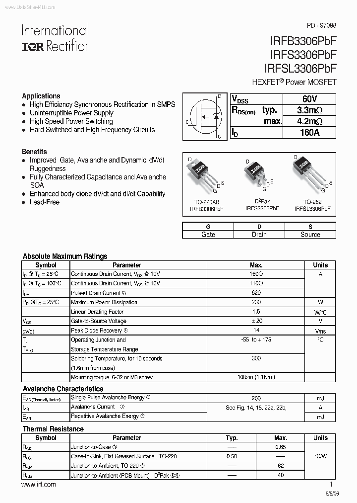 IRFB3306PBF_3050964.PDF Datasheet
