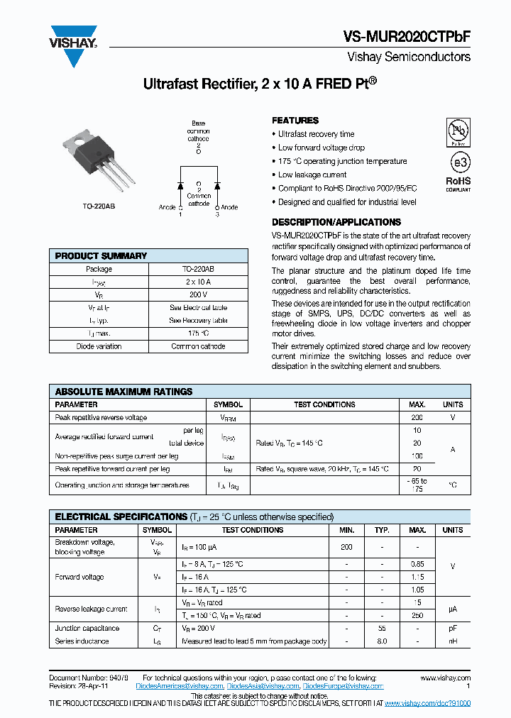 MUR2020CTPBF11_3055113.PDF Datasheet
