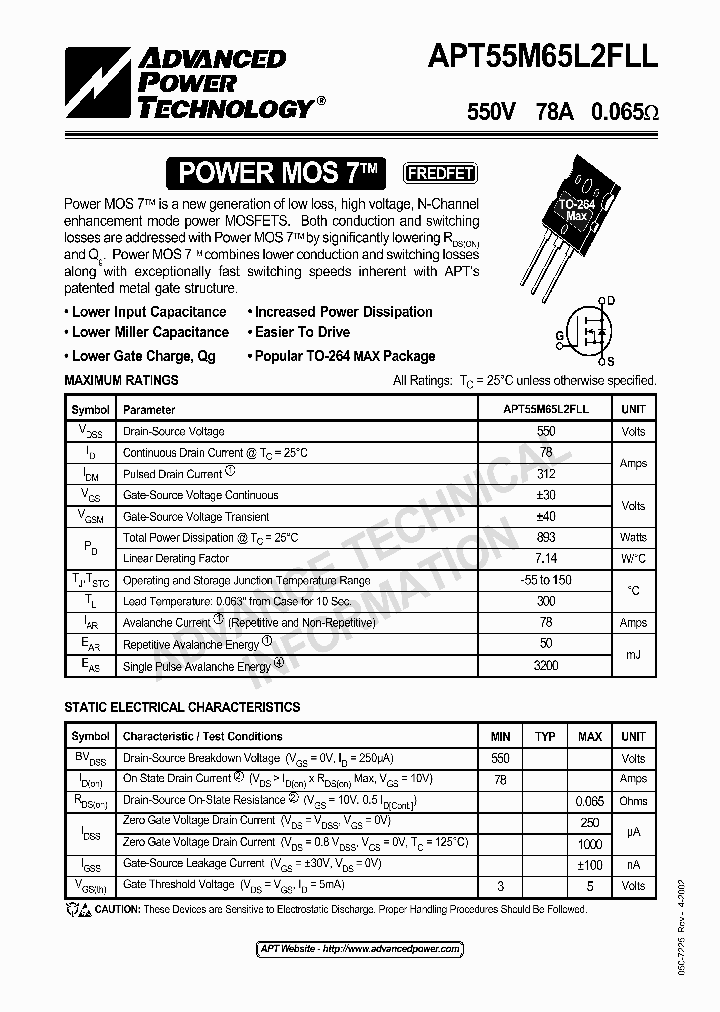 APT55M65L2FLL_3055713.PDF Datasheet